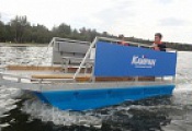 Self-propelled pontoons and pontoon motorboat