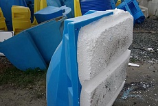 Plastic floats filled with EPS foam